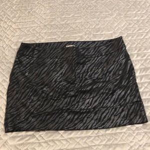 Express black metallic zebra print mini skirt 14